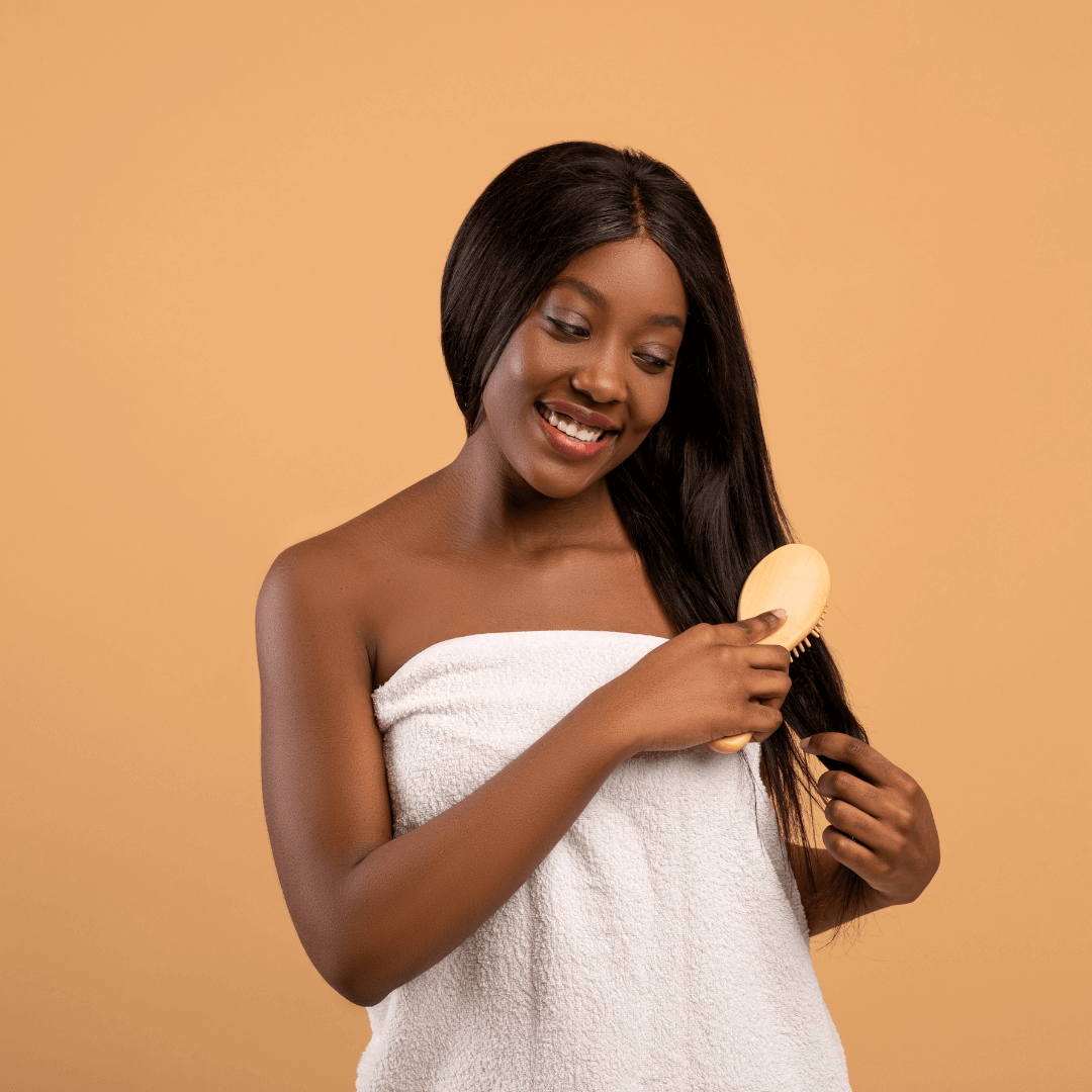 woman brushing her hair